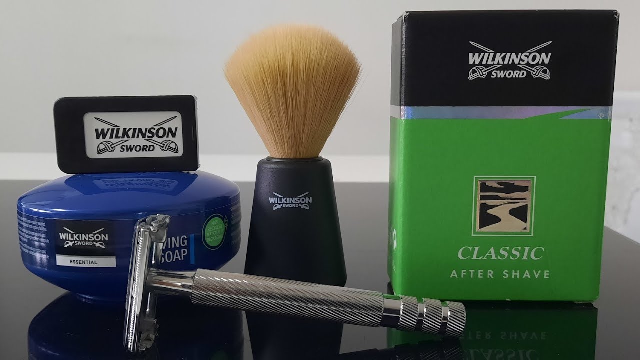 10.💈 Wilkinson Sword Set/Rasierhobel+Rasierseife+Rasierklinge+Rasierpinsel+A