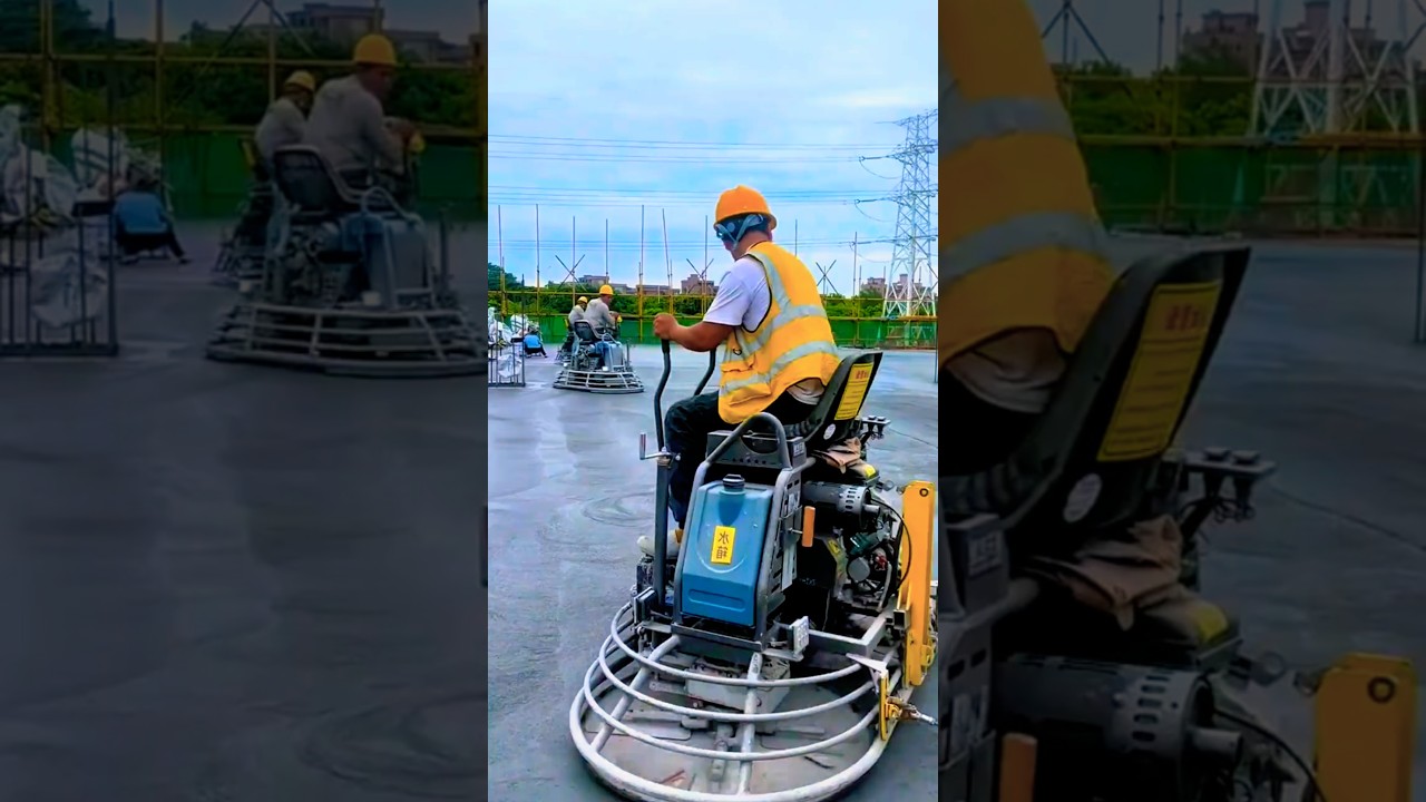 Satisfying Ride-On Power Trowel in Action! Smoothest Concrete Floor Ever? 