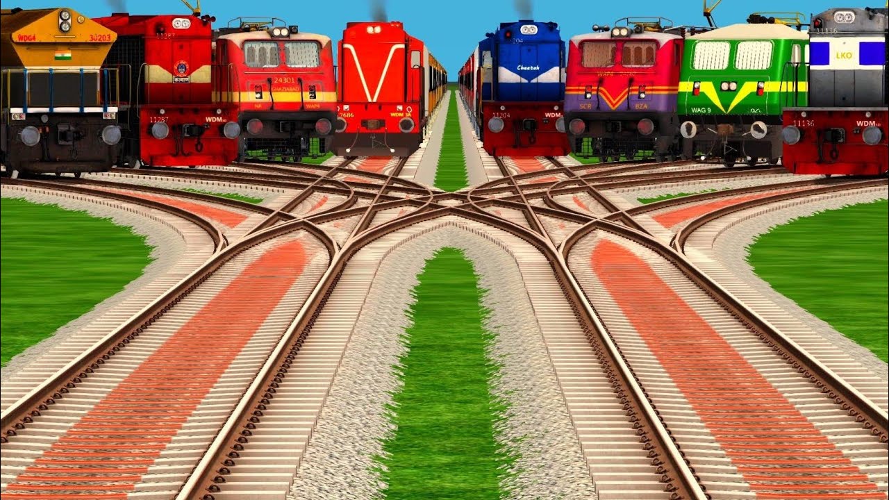 Train Crossing At Express Trains High Speed Railroad Tracks ll