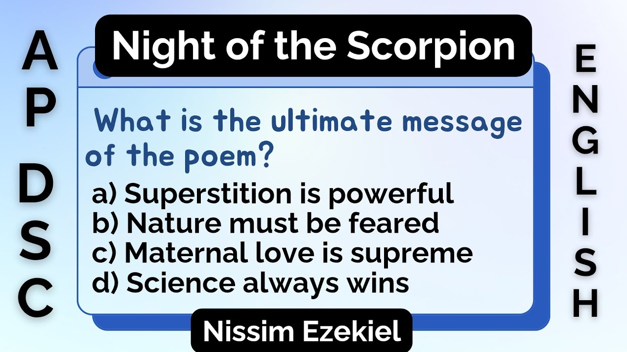 Night of the Scorpion 🦂 Nissim Ezekiel | Practice Bits (MCQs) | English Literature