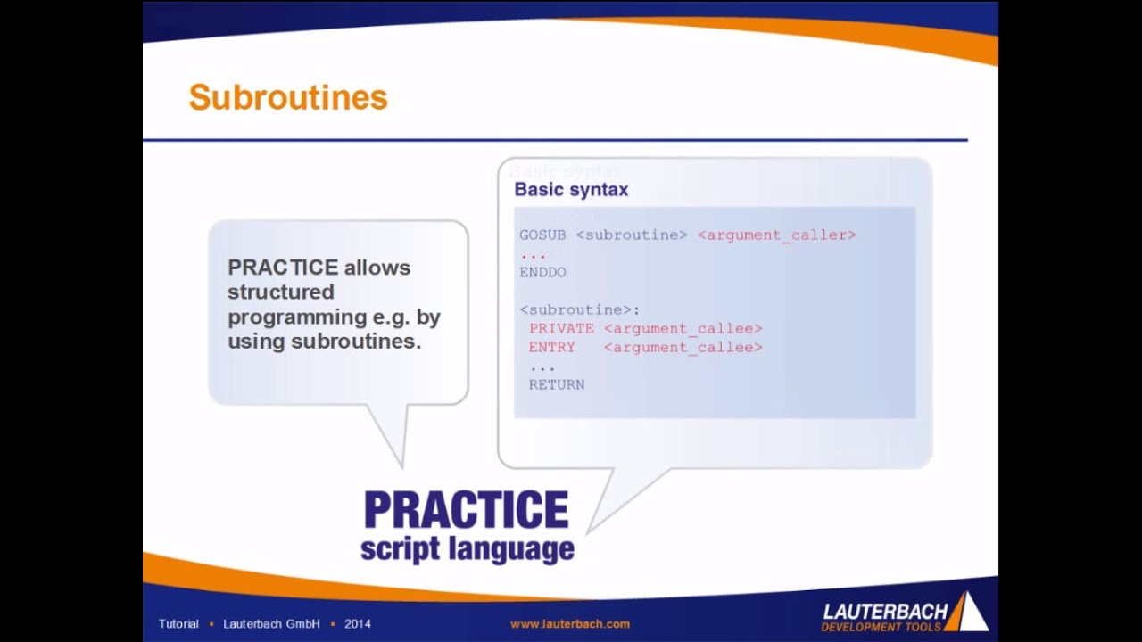 Macros and subroutines in PRACTICE