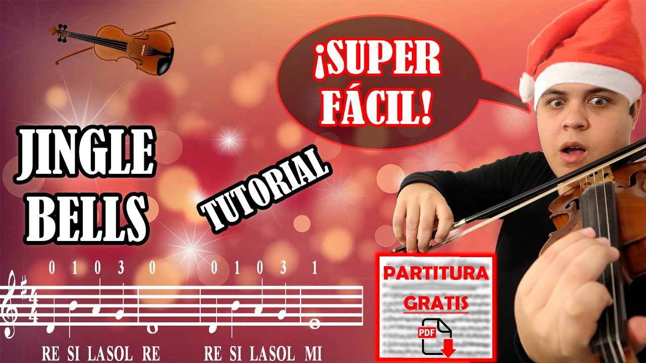 Jingle Bells (Cascabel) TUTORIAL DE VIOLIN + Partitura GRATIS | Canciones Fáciles de Navidad