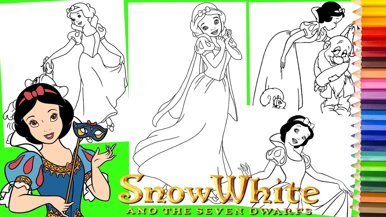 Coloring Disney Princess Snow White & Dwarfs - Coloring Pages for kids