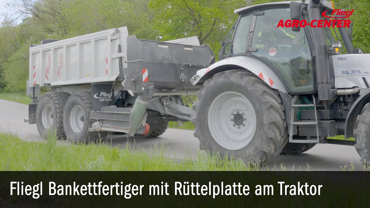 Bankett Bankettfertiger Bankett Einbau R&uuml;ttelplatte Abschiebewagen Fliegl