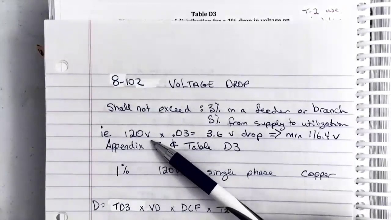 Voltage Drop Calculation using Electrical Code Rule 8-102