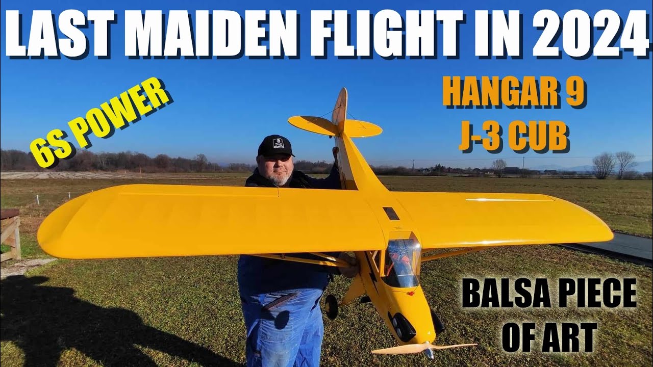 GIANT HANGAR 9 balsa J-3 Cub 2.1m 10cc or 4-6S power PNP RC plane MAIDEN FLIGHT