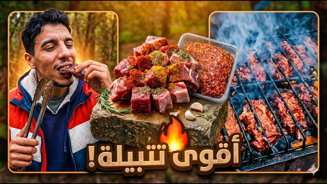 عشق الطبيعة: خرجة الغابة وشواء مختلط (دجاج ولحم) بطريقة تقليدية #المغرب #خرجة #طبيعة #غابة #شواء 
