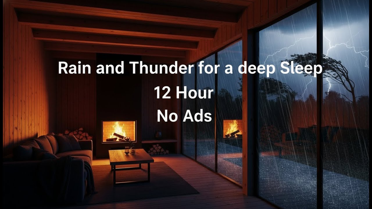 Heavy Rain & Thunder Sounds for Deep Sleep | Relaxing Rainstorm White Noise (12 Hour) - No Ads