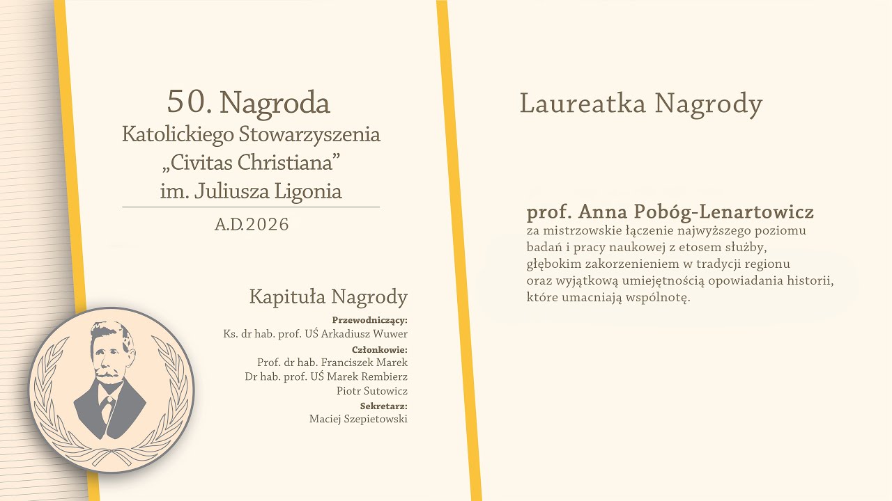 50. Nagroda im. J. Ligonia dla prof. Anny Pobóg-Lenartowicz