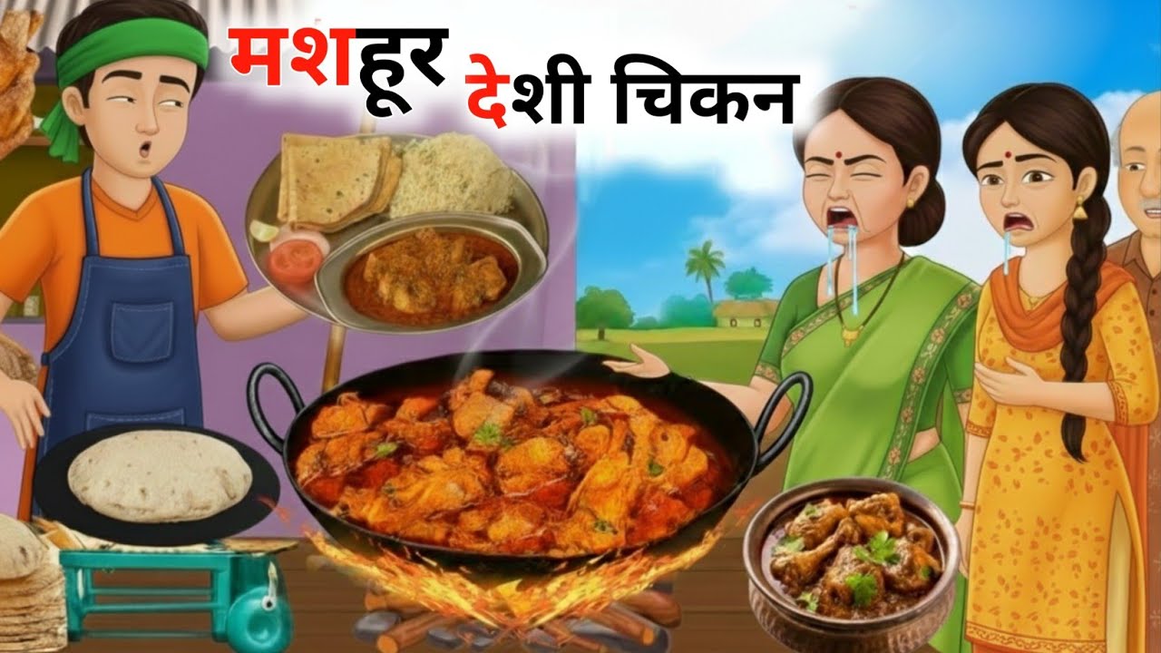 गांव का मशहूर देसी चिकन वाला। Desi Chicken Wala। Food Kahaniya। Cartoon Video। Kahaniya।