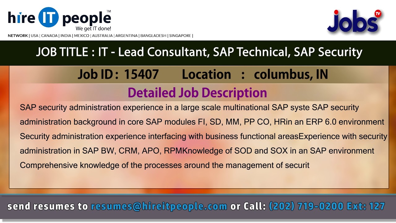 SAP Jobs | Columbus, IN