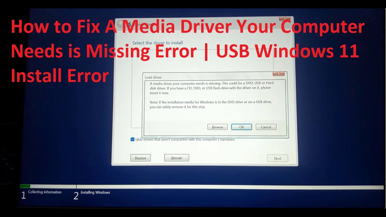 Ошибка установки USB-накопителя Windows 11 | Как исправить ошибку «Отсутствует драйвер носителя, ...