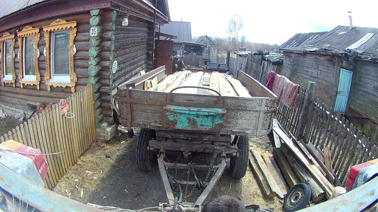 Рабочий момент и езда с прицепом задом.