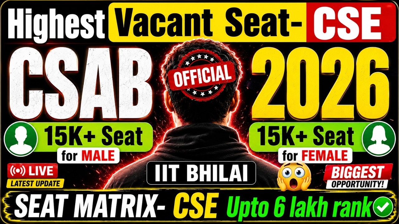 CSAB Vacant Seats 😱 JOSAA Round 5 Cut off 2026🔥Top 10 NIT IIIT CSE at 60&ndash;95%ile in JOSAA Round 5