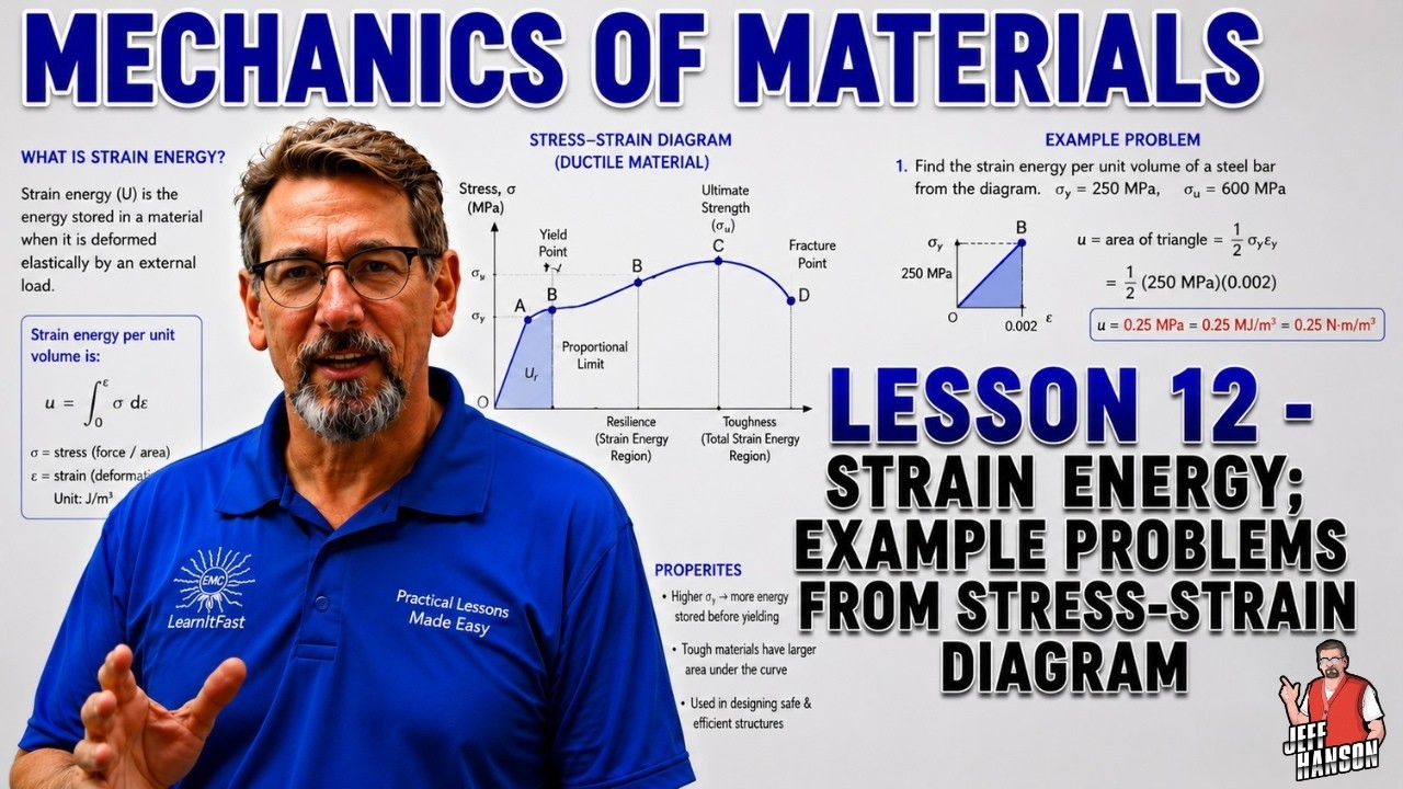 Mechanics of Materials: Lesson 12 - Strain Energy; Example Problems From Stress Strain Diagram
