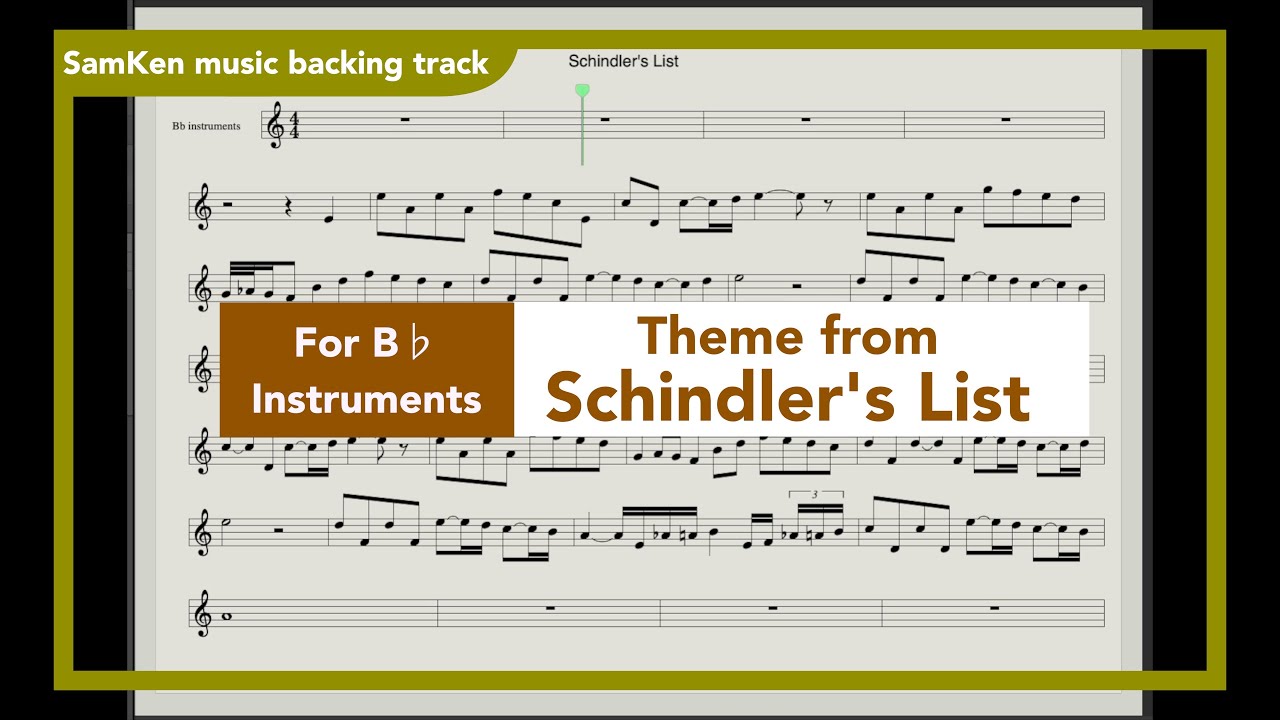 Schindler's List /シンドラーのリストbacking track /music sheet for B♭instruments