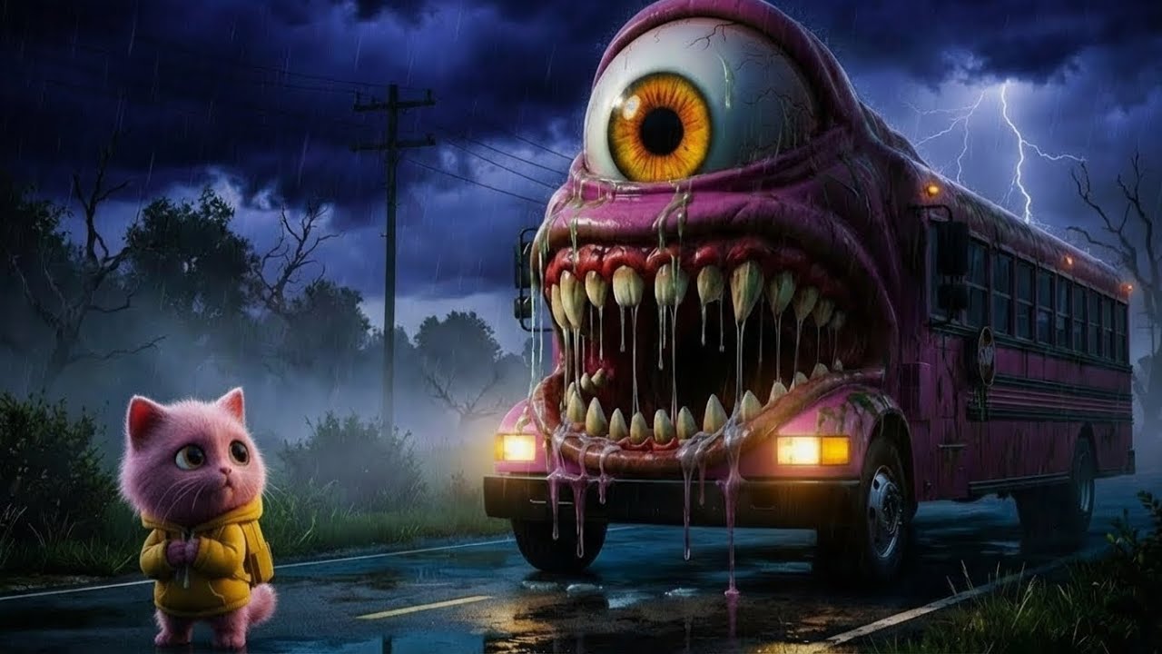 😱🚌 Kitten Encountered A Mutated School Bus Monster On Its Way To School | Cat Story 🐱