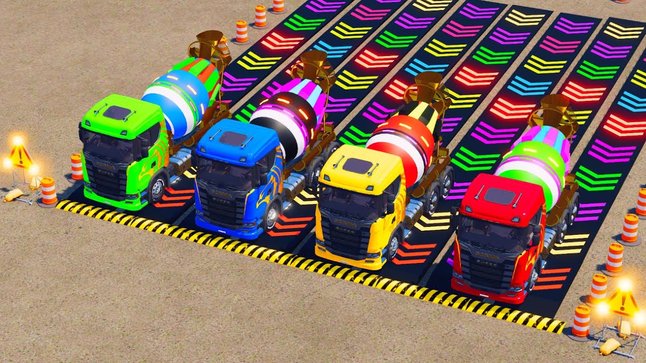 Garage with Colors   ALL MIXER TRUCK WITH DOUBLE FLATBED TRAILER TRUCK, MAN, VOLVO #175