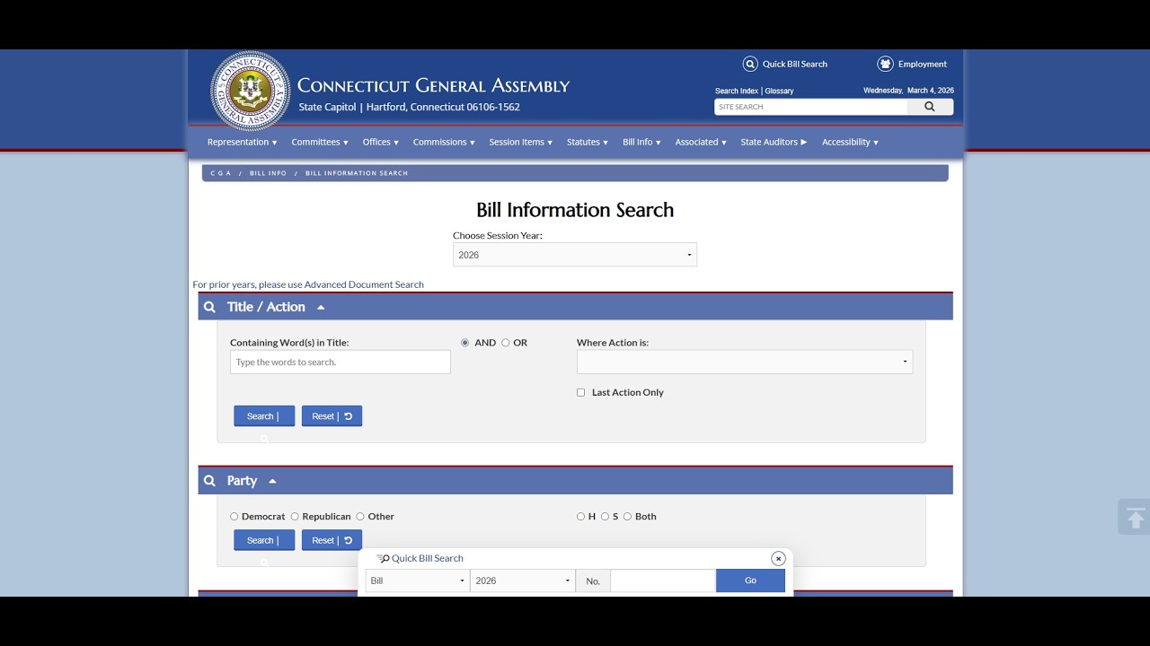 How to use the Connecticut General Assembly's Website and Bill Tracking Tools