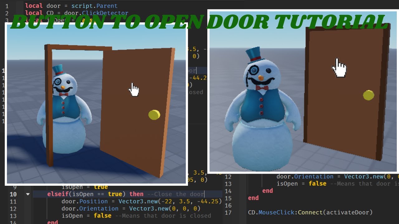 Button to Open Door Tutorial in ROBLOX Studio