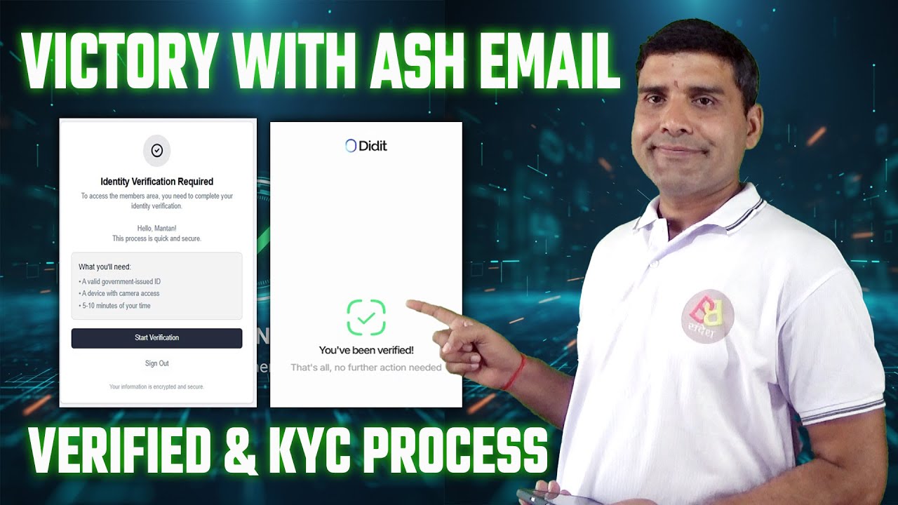 VICTORY WITH ASH EMAIL VERIFIED & KYC PROCESS #VICTORYWITHASH #VICTORYWITHASHUPDATES #ONPASSIVE