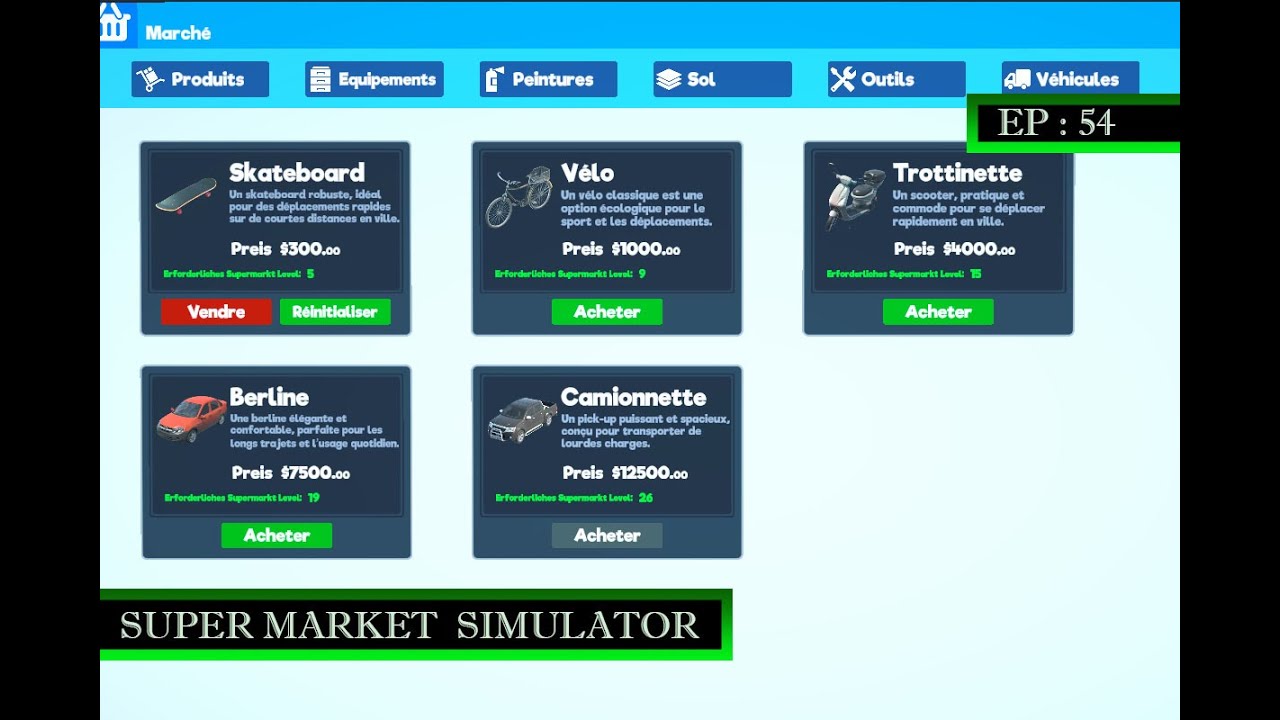 SUPERMARKET SIMULATOR FR : ACHAT DE VEHICULE!!