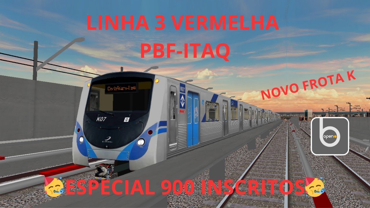 ESPECIAL 900 INSCRITOS 🥳OpenBVE: linha 3 vermelha PBF - ITAQ com a nova frota K