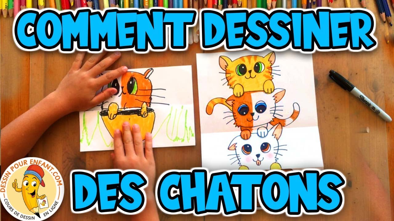 Comment dessiner des CHATONS MIGNONS en surprise pliante |&nbsp;Dessin Pour Enfant