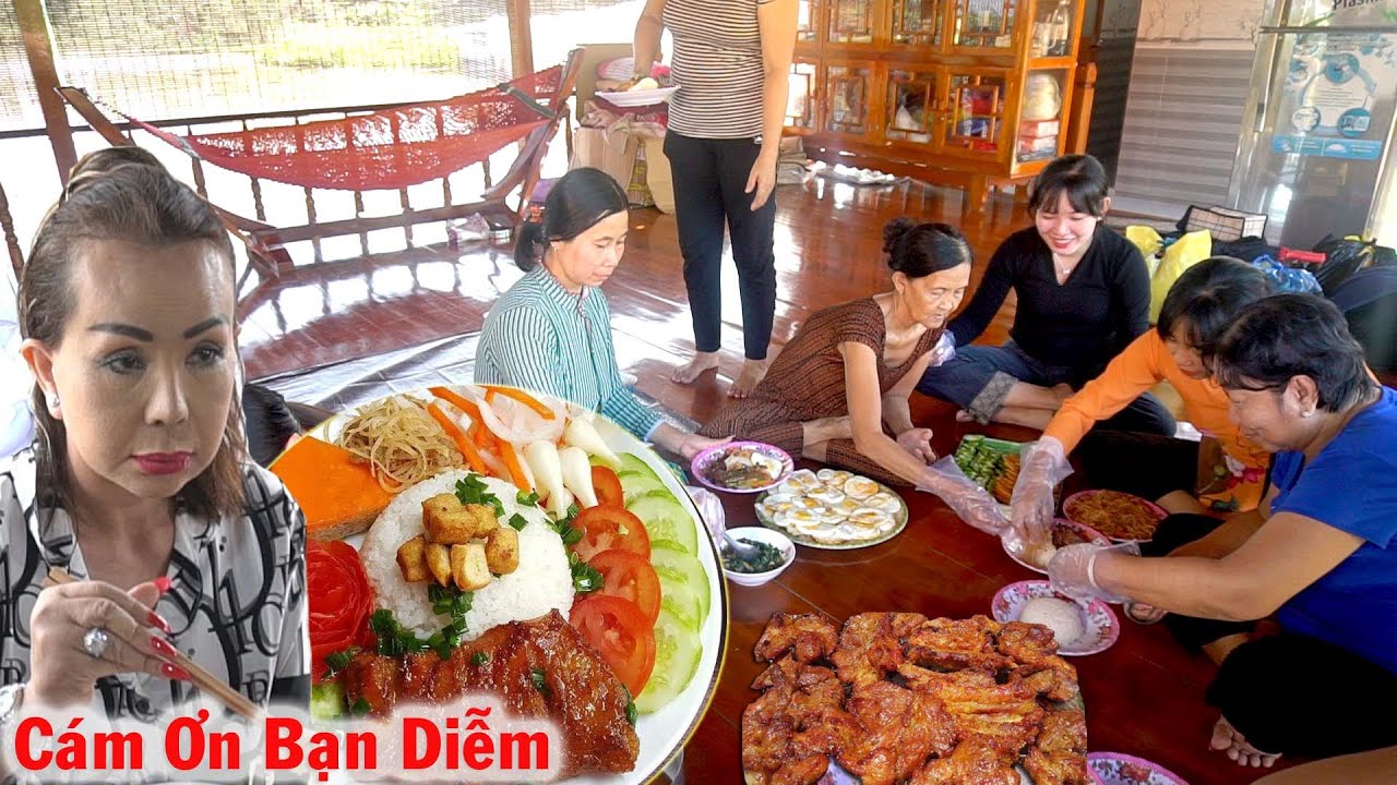 Bất Ngờ Bạn Diễm ở Mỹ đãi Chị Kim Loan và Nhóm Ăn Sáng món Cơm Tấm Sườn Bì Trứng Ăn No Căng Bụng