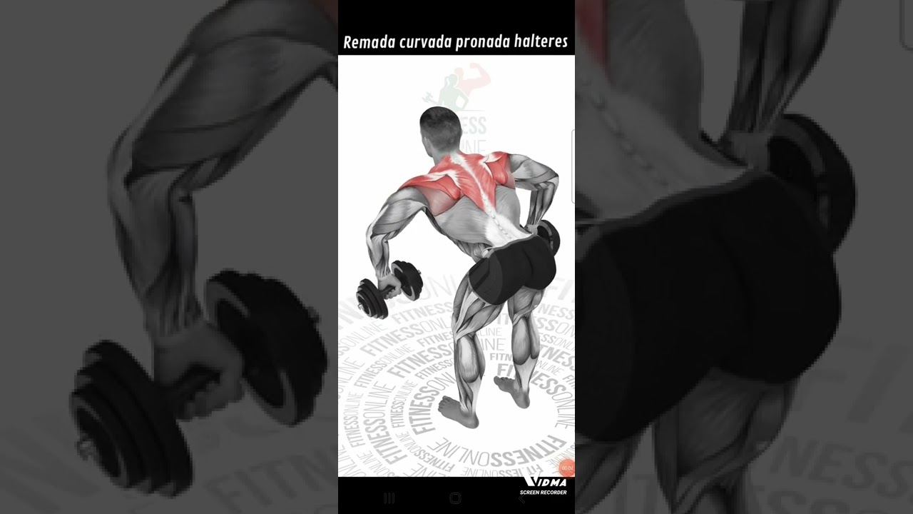 Remada curvada pronada halteres