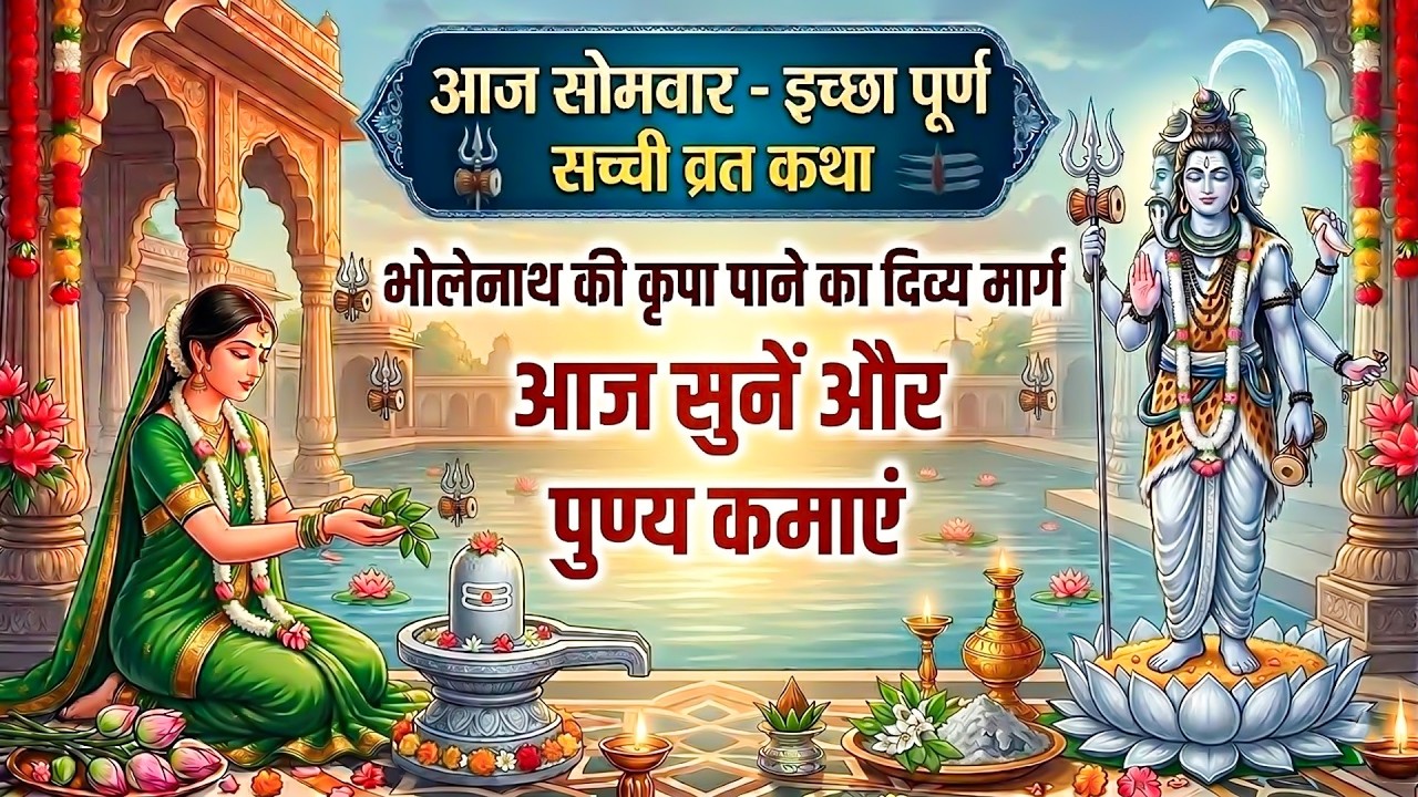 आज सोमवार के दिन इच्छा पूर्ण सच्ची व्रत कथा को सुनने से भोलेनाथ की कृपा पाने का दिव्य मार्ग#Somvar
