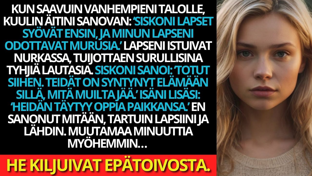 Perheeni antoi siskoni lasten syödä ensin ja käski omieni odottaa murusia