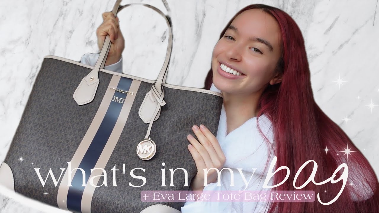 what’s in my minimalist tote bag | michael kors eva large tote bag review