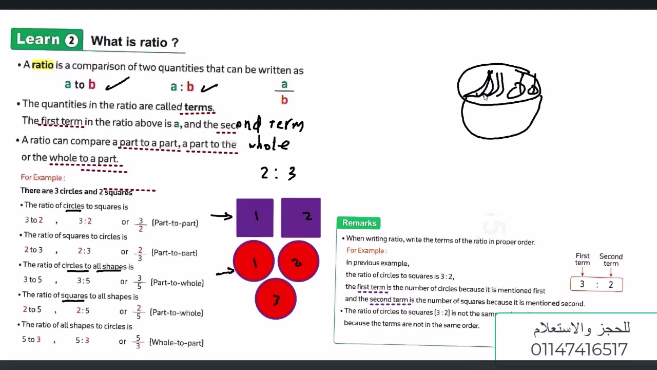 04 ماث سادس ابتدائي ترم ثاني Unit9 lesson1 exploring Ratio and Rate with Real-World situations