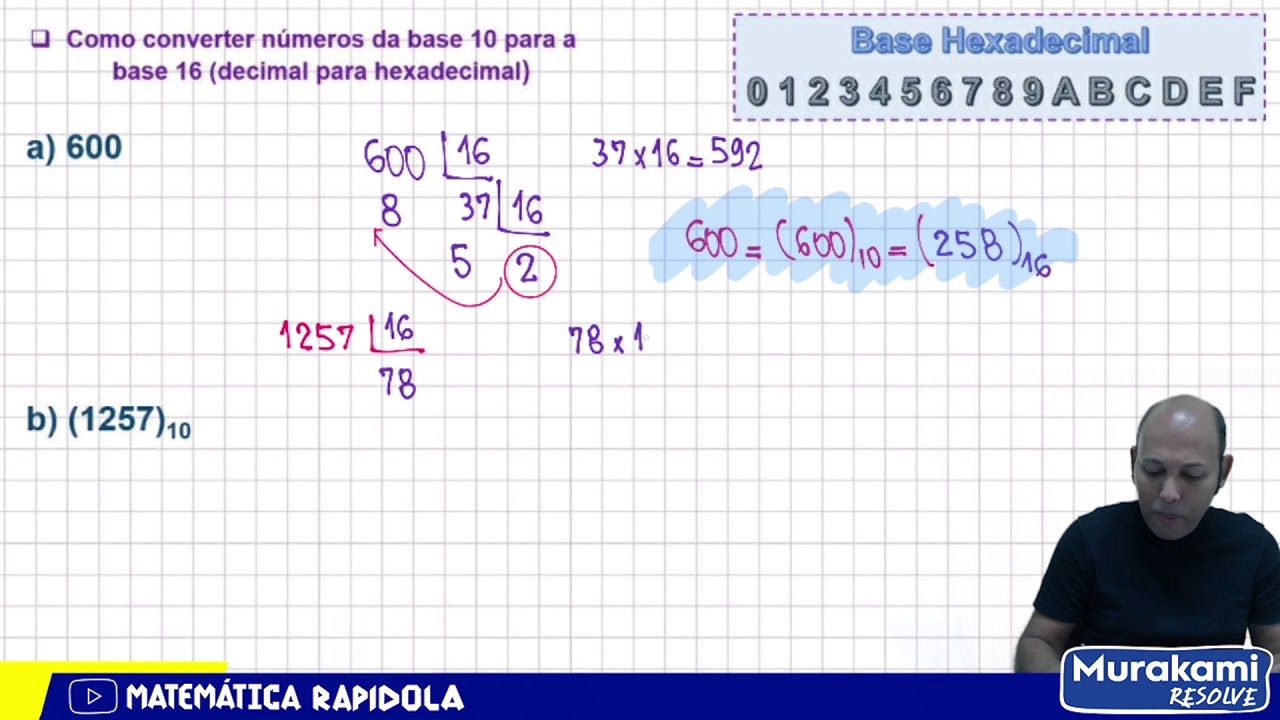 Como converter números da base 10 para a base 16 decimal para hexadecimal  #01