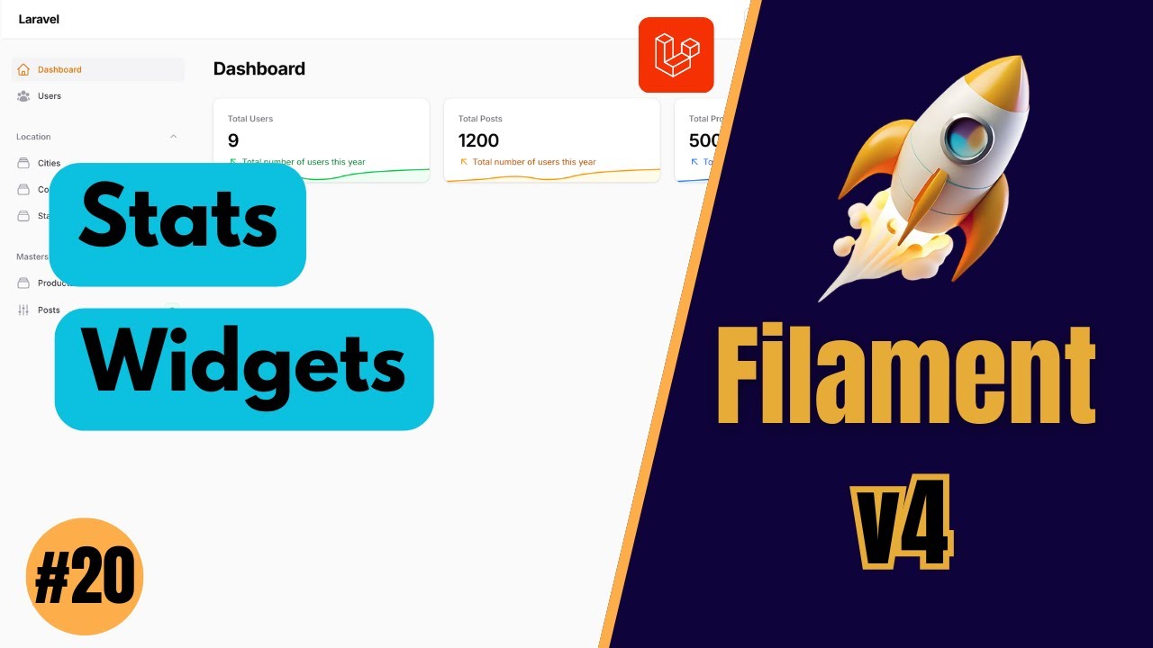 Виджеты статистики - FilamentPHP v4 (Эпизод 20)