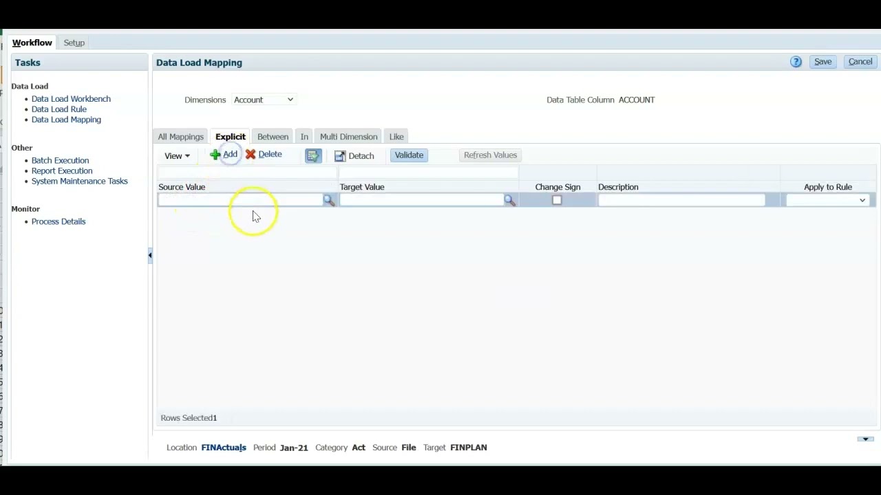 Oracle EPBCS Data Management (Hyperion FDMEE) Data Mapping
