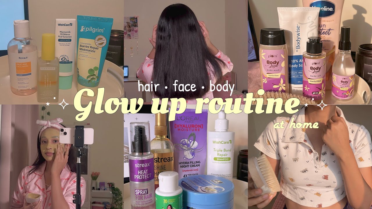 my glow up routine 🌸🧁✨ | hair , face , body and lifestyle habits … 