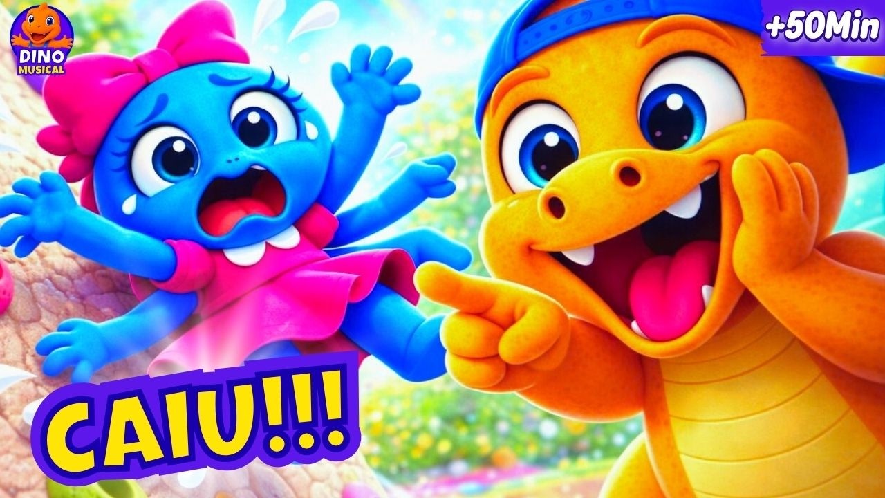 🦖😱💥 50 MINUTOS — CAIU!!! O QUE ACONTECEU COM A AMIGUINHA DO DINO?! | Música Infantil na DINOLÂNDIA 🎶