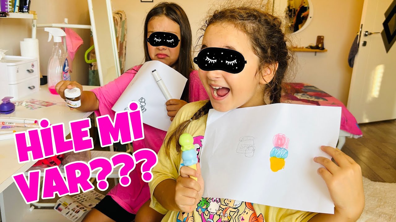 GÖZÜ KAPALI EN İYİ ÇİZEN KAZANIR !! RESİM ÇİZME !! HİLE VAR ?? #challenge  #kırtasiye #okuladönüş