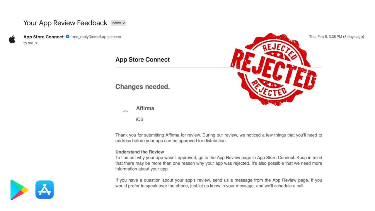 App Store & Google Play REJECTED My 1st App
