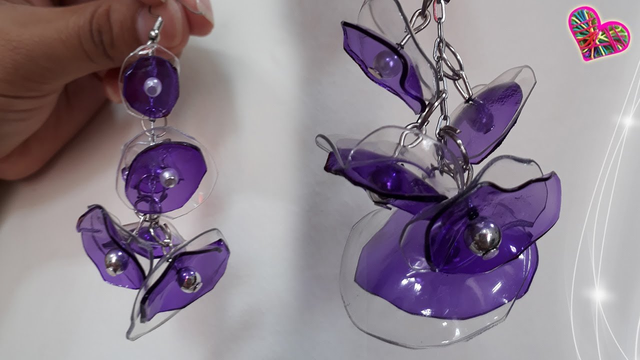 💜 DIY: Aretes Reciclados Morados Con Botellas Plásticas (Fácil) / Mariu Belo
