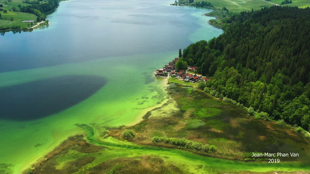 Lac Saint-Point vu du ciel en vid&eacute;o 4K. Haut-Doubs vu du ciel 2019