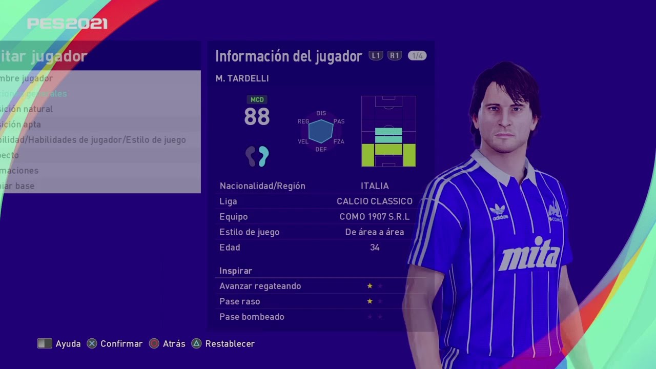 Marco Tardelli - PES Clasico (Face, Body& Stats)