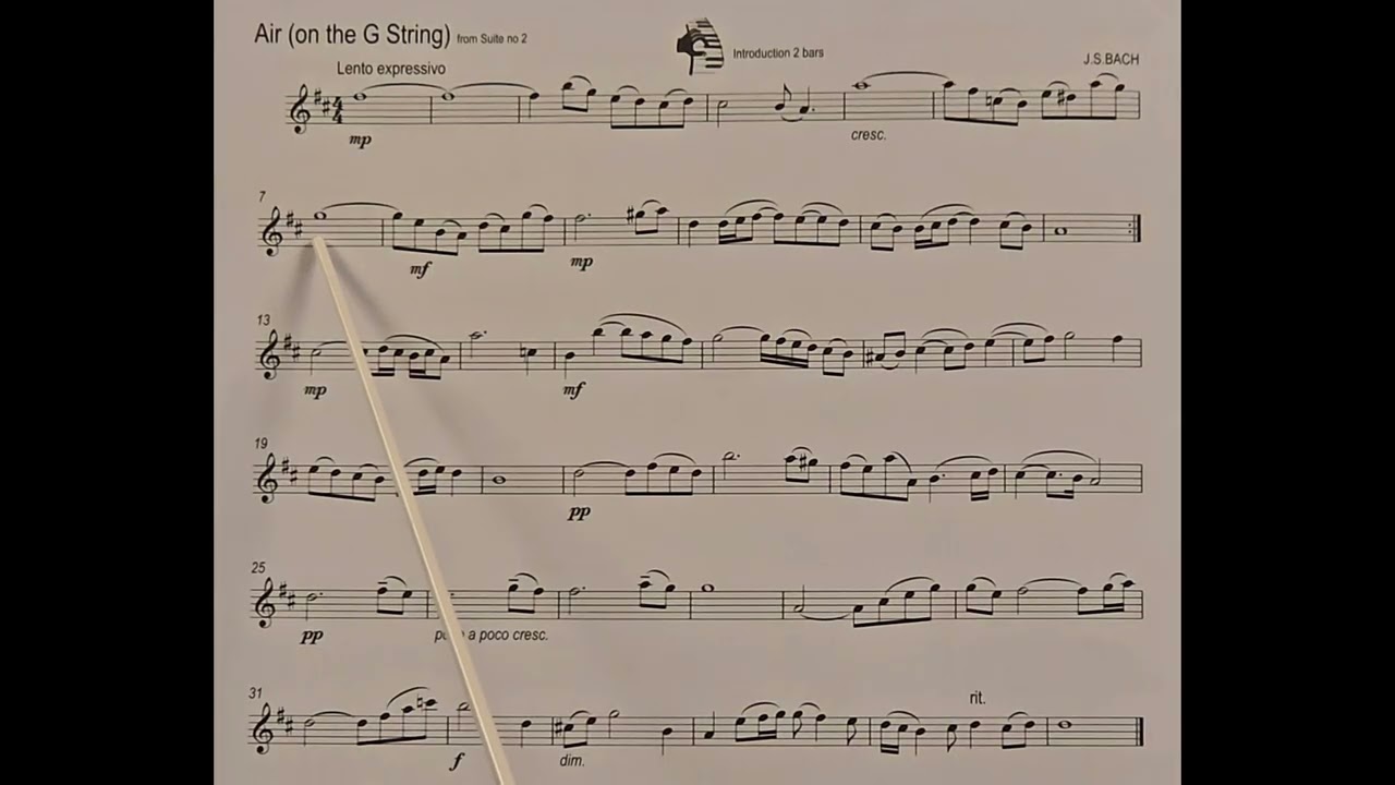 Air (On The G String) by J. S. Bach piano accompaniment at rehearsal speed