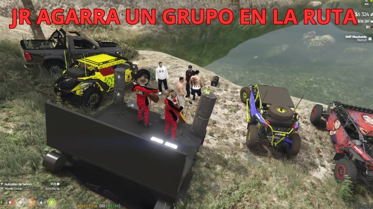 JR AGARRA GRUPO NORTEÑO EN LA RUTA Y DAN PISO A UNO DE LOS CONTRAS !!! GTA V- RP