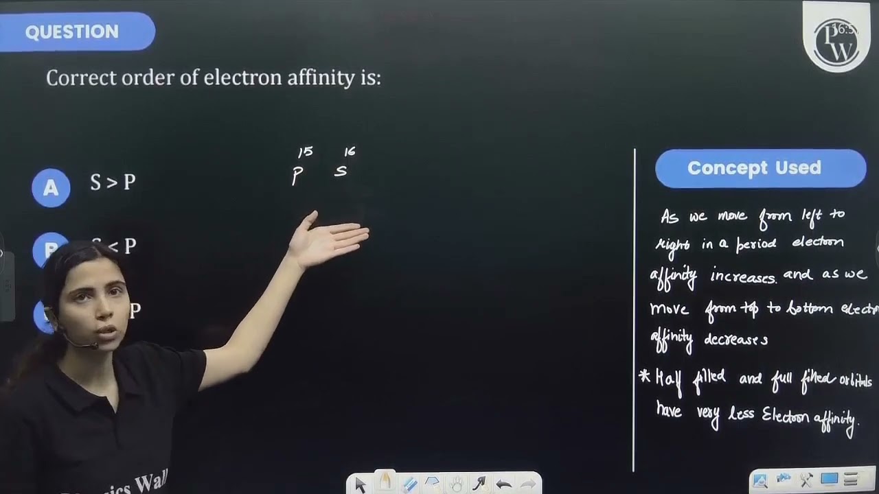 Correct order of electron affinity is:....