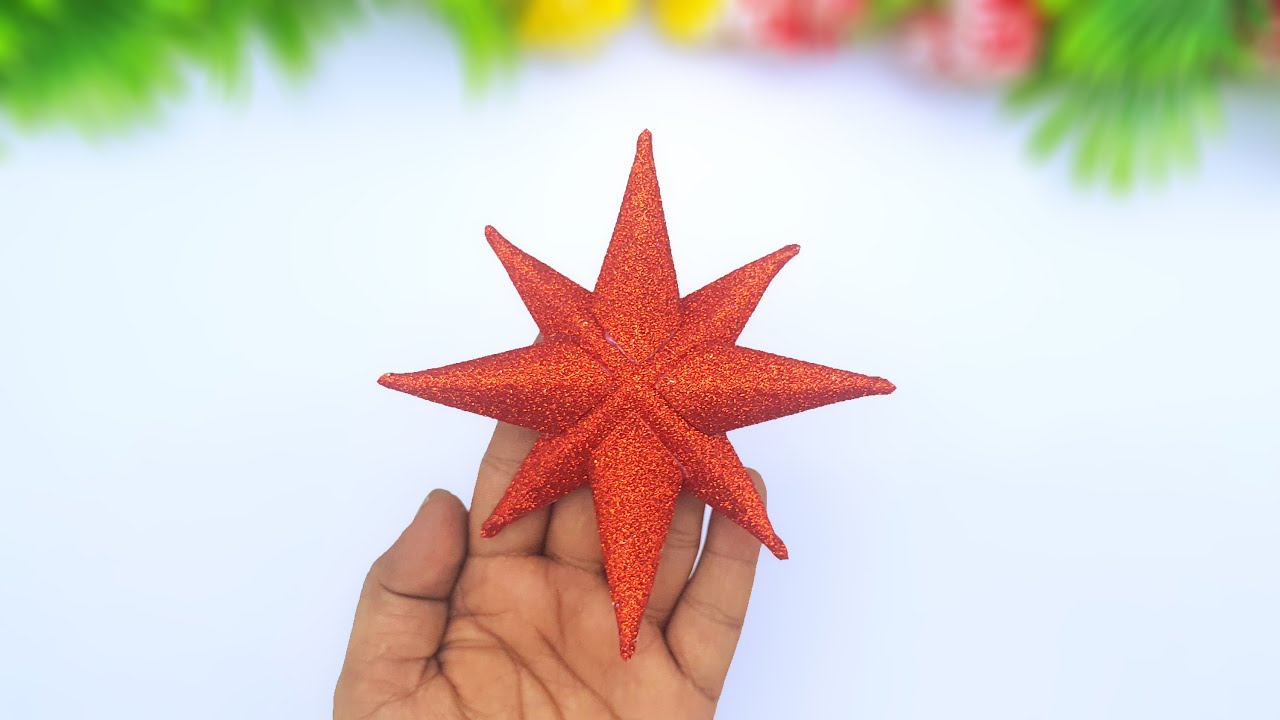 DIY Glitter Foam Star | Christmas Ornaments | How To Make Christmas Star From Glitter Foam Paper