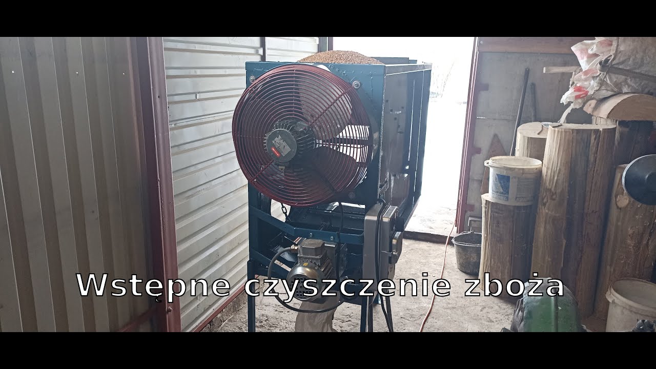 Wstępne czyszczenie zboża - wialnią mojej produkcji (Prototyp).