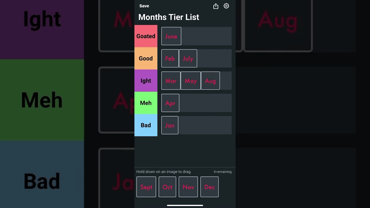 Ranking Months of the Year #tierlist #ranking